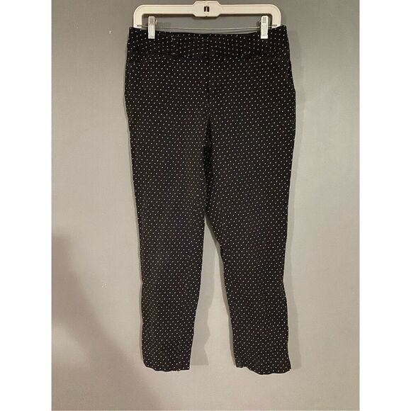 Faded Glory The Parker Pants Black Polka Dot Slim Straight Fit Stretch 8 - Picture 1 of 5